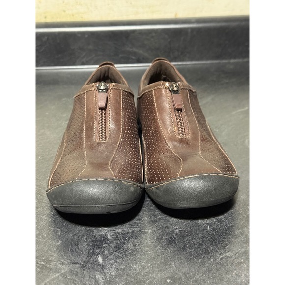 Clarks Shoes - Clarks Springers Brown Leather Front Zip Loafers Womens 7.5M 79613 Casual Shoes